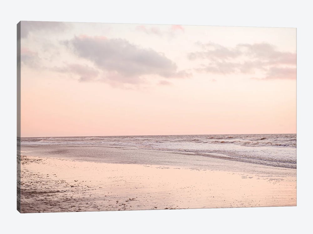 Dutch Coast Pink Sunset by Henrike Schenk 1-piece Canvas Art Print