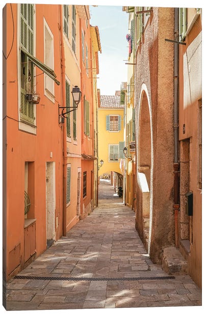 Colorful Street In Menton, France Canvas Art Print