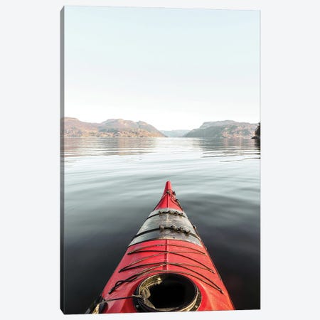 The Red Kayak In Norway Canvas Print #HSK82} by Henrike Schenk Canvas Art