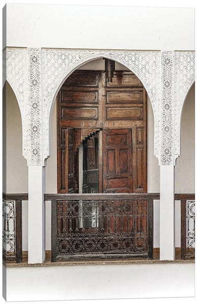 Vintage Wooden Door In Marrakech Canvas Art Print - Morocco
