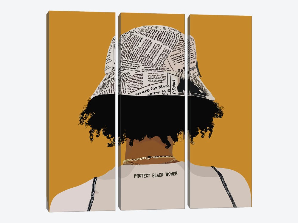 Protect Black Women Yellow by Artpce 3-piece Canvas Art