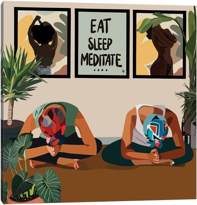 Eat Sleep Meditate Canvas Art Print - Self-Care Art