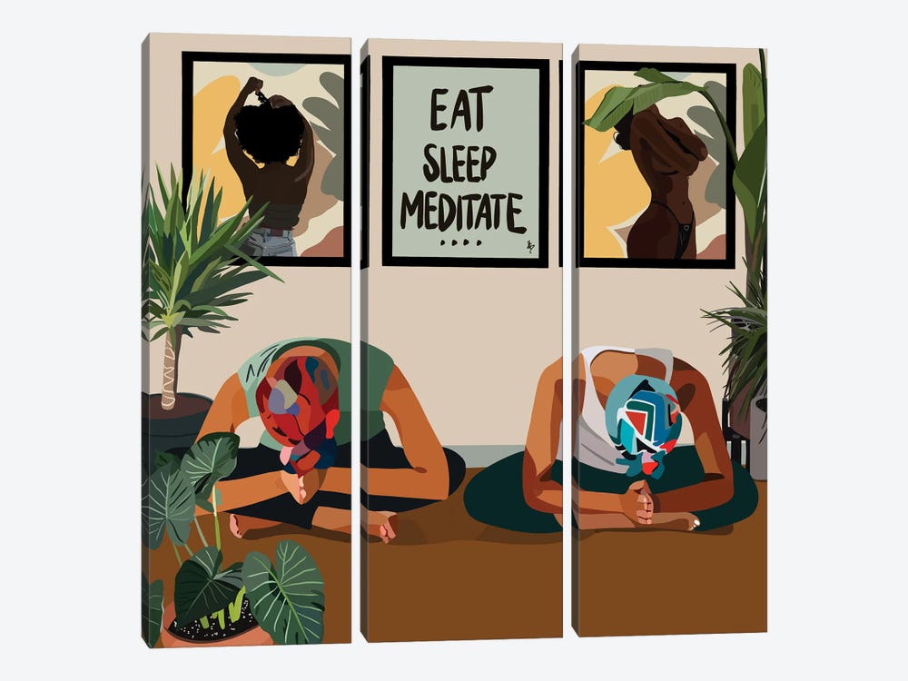 Eat Sleep Meditate by Artpce 3-piece Canvas Print