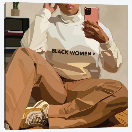 Black Women Canvas Print #HSM148} by Artpce Canvas Artwork