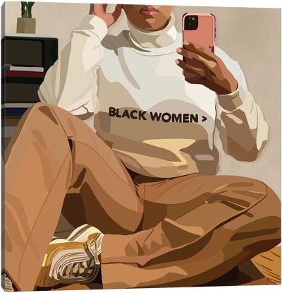 Black Women Canvas Art Print - Women's Pants Art