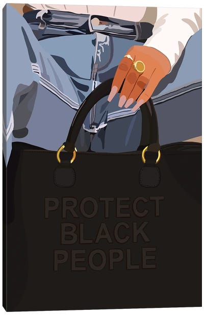 Protect Black People Canvas Art Print - Bag & Purse Art