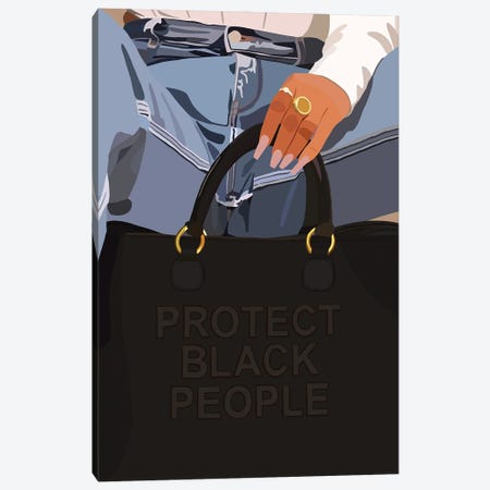 Protect Black People Canvas Print #HSM15} by Artpce Canvas Artwork