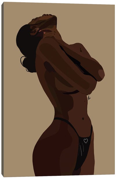 Hug Yourself Canvas Art Print - Female Nude Art