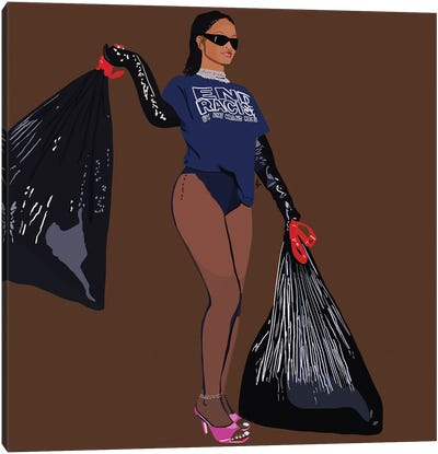 Take Out The Trash Canvas Art Print - Brown