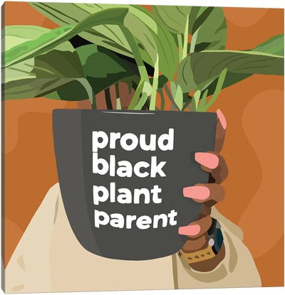 Black Plant Parent Canvas Art Print