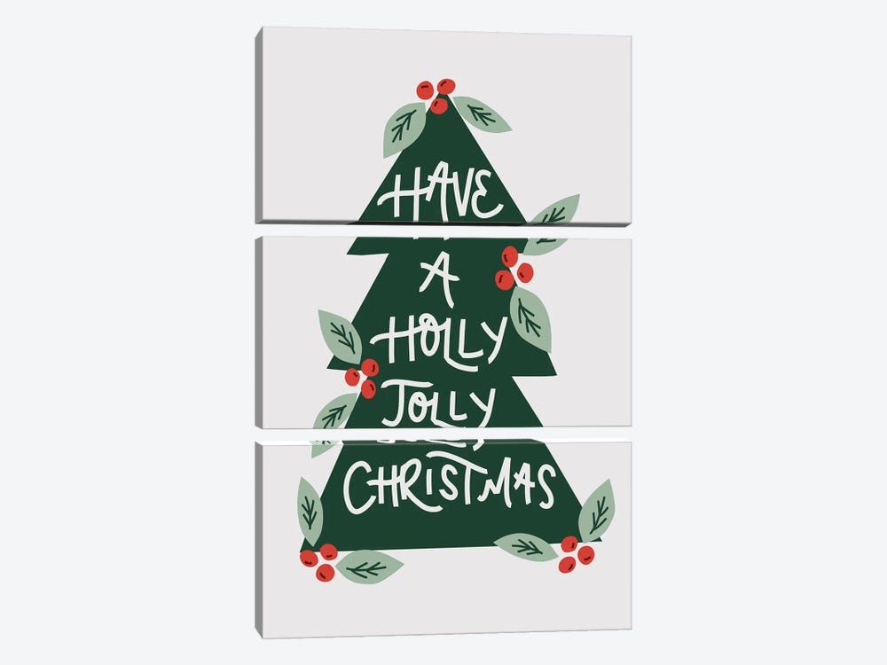Holly Jolly Christmas by Amanda Houston 3-piece Canvas Print