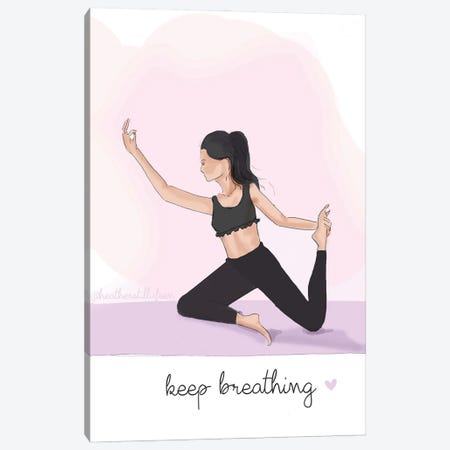 Yoga Art Keep Breathing Canvas Print #HST175} by Heather Stillufsen Art Print