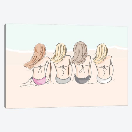 Beach Sisters No Text Canvas Print #HST20} by Heather Stillufsen Art Print