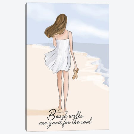 Beach Walks Are Good For The Soul Canvas Print #HST21} by Heather Stillufsen Canvas Art Print