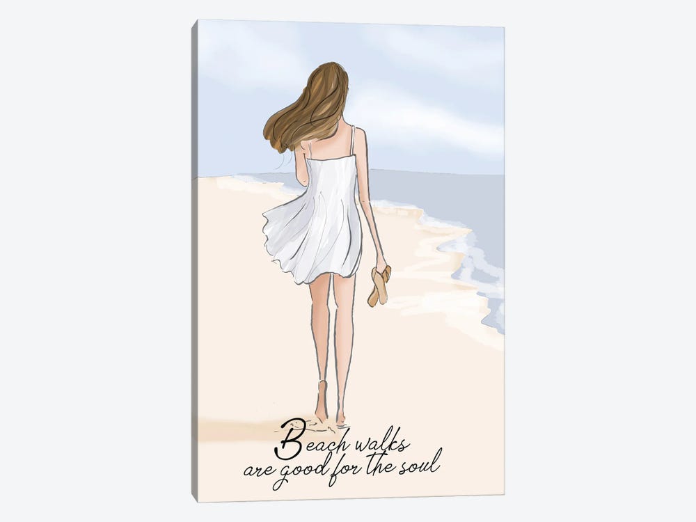 Beach Walks Are Good For The Soul by Heather Stillufsen 1-piece Canvas Art Print