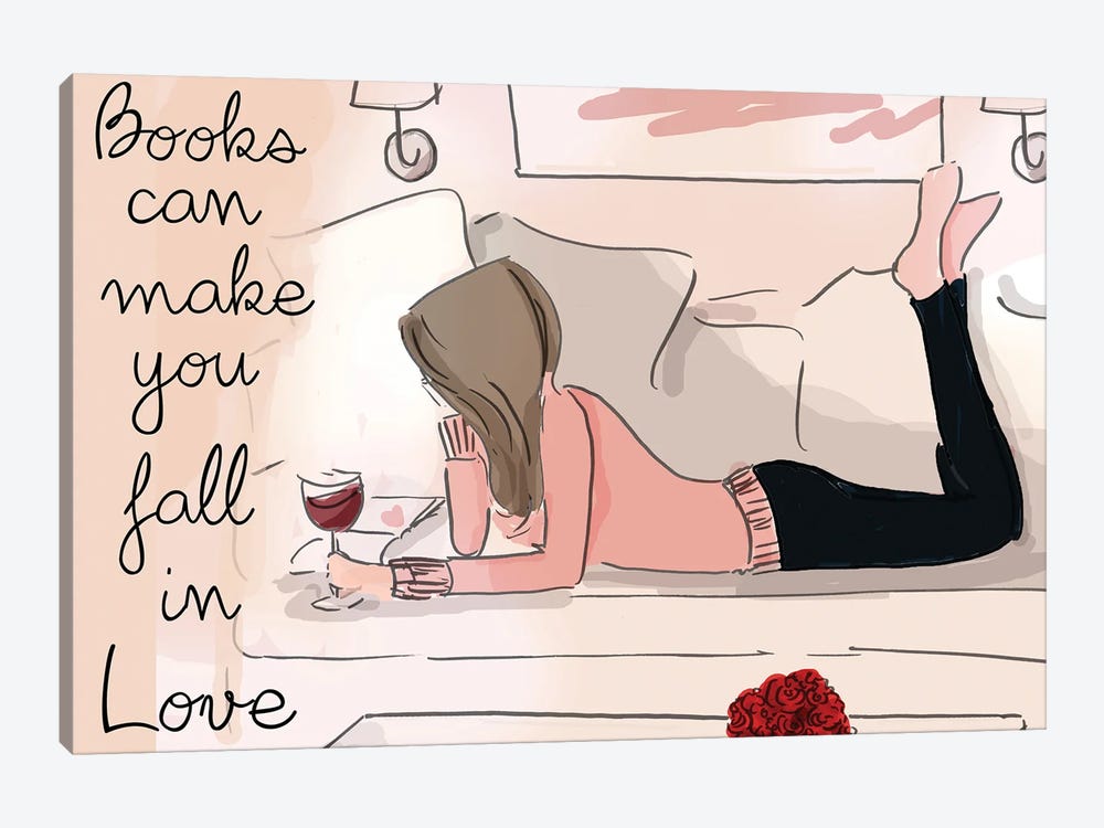 Books Can Make You Fall In Love by Heather Stillufsen 1-piece Canvas Art