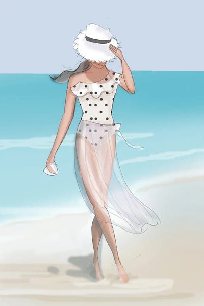 Women's Swimsuits: Collecting Seashells Along The Seaside by Heather Stillufsen