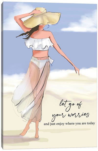 Let Go Of Your Worries Canvas Art Print - Women's Swimsuit & Bikini Art