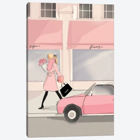Little Pink Car Canvas Print #HST83} by Heather Stillufsen Art Print