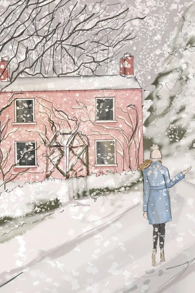 Snowscapes: Baby Pink Cottage by Heather Stillufsen
