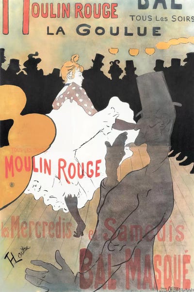 Moulin Rouge: La Goulue Advertisement, 1891 by Henri de Toulouse-Lautrec framed wall art
