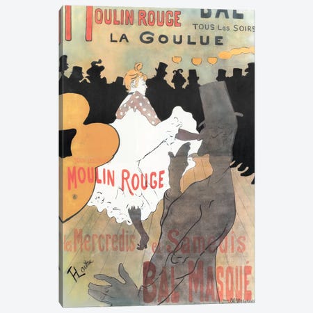Moulin Rouge: La Goulue Advertisement, 1891 Canvas Print #HTL1} by Henri de Toulouse-Lautrec Canvas Art