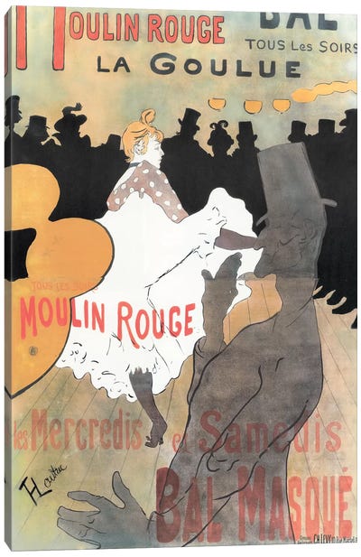 Moulin Rouge: La Goulue Advertisement, 1891 Canvas Art Print - Henri de Toulouse Lautrec