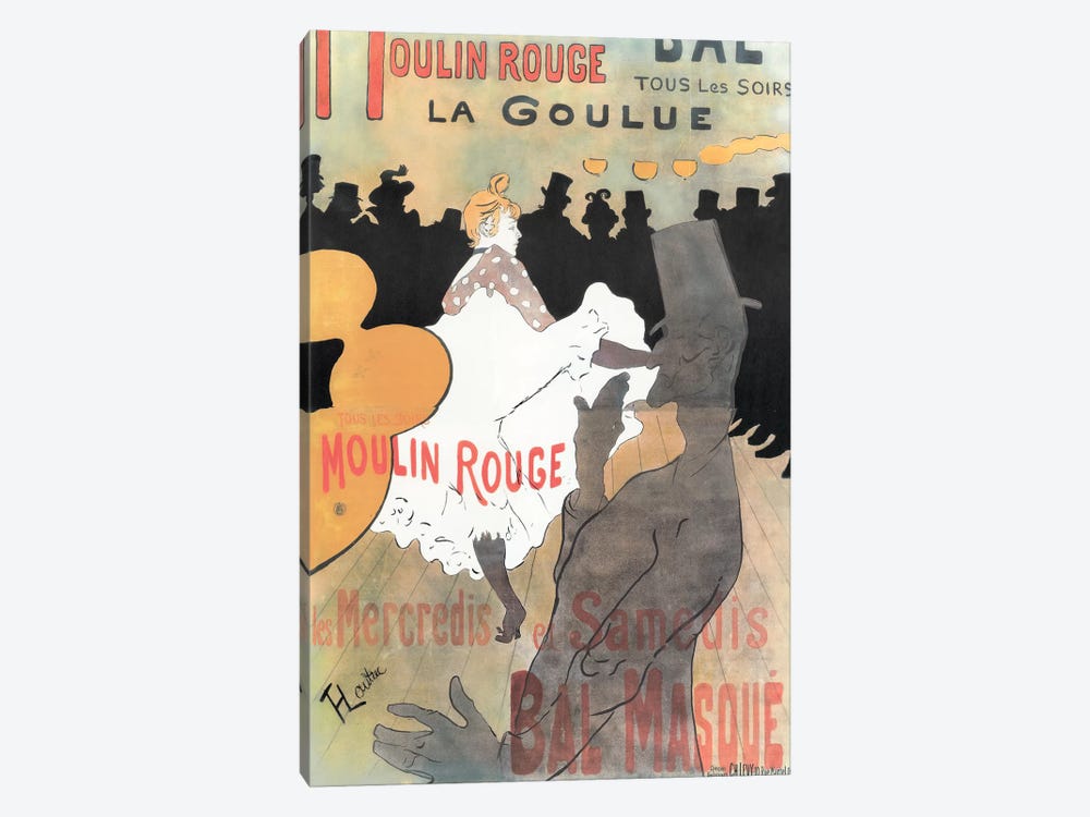 Moulin Rouge: La Goulue Advertisement, 1891 by Henri de Toulouse-Lautrec 1-piece Canvas Print