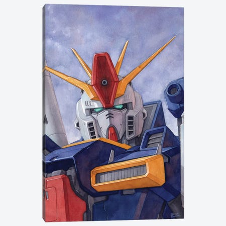 Gundam ZZ Canvas Print #HTT13} by Hector Trunnec Canvas Art Print