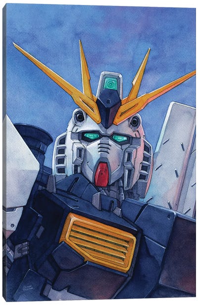 Nu Gundam Bust Canvas Art Print - Robot Art