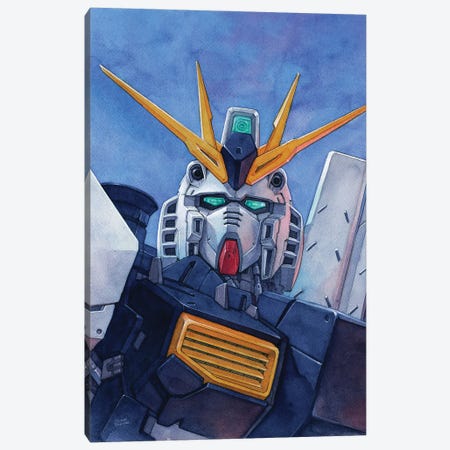 Nu Gundam Bust Canvas Print #HTT25} by Hector Trunnec Art Print