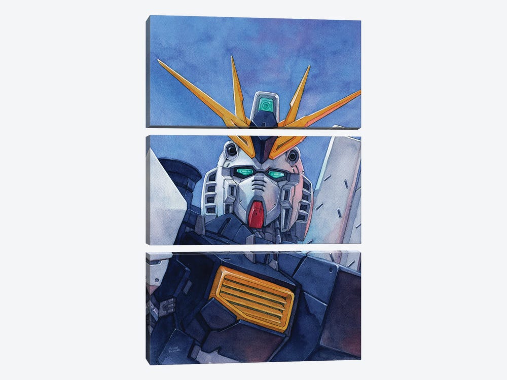 Nu Gundam Bust by Hector Trunnec 3-piece Canvas Print