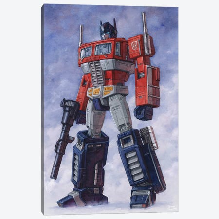 Optimus Prime Full Body Canvas Print #HTT28} by Hector Trunnec Canvas Art