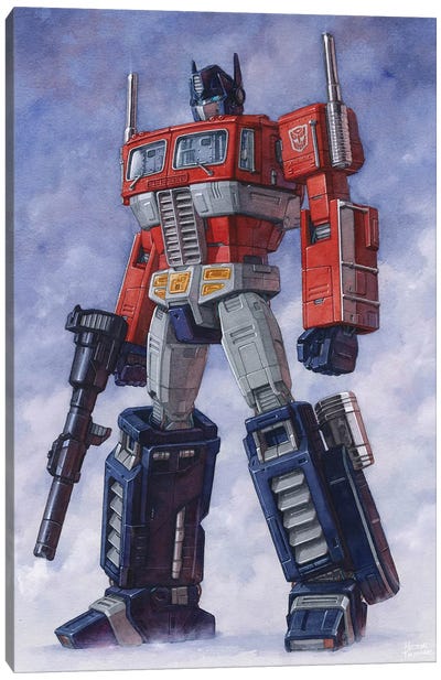 Optimus Prime Full Body Canvas Art Print - Hector Trunnec