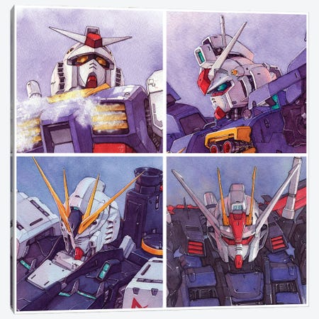 Gundam Composition Canvas Print #HTT8} by Hector Trunnec Art Print