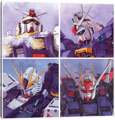 Gundam Composition Canvas Art Print - Hector Trunnec
