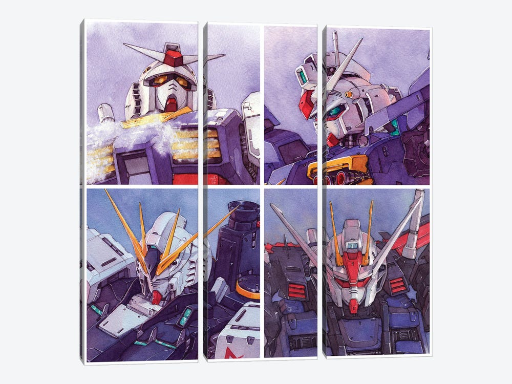 Gundam Composition by Hector Trunnec 3-piece Canvas Wall Art