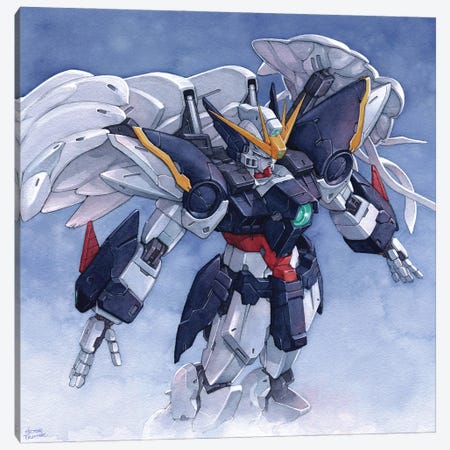 Gundam Wing Zero Cut Canvas Print #HTT9} by Hector Trunnec Canvas Art Print