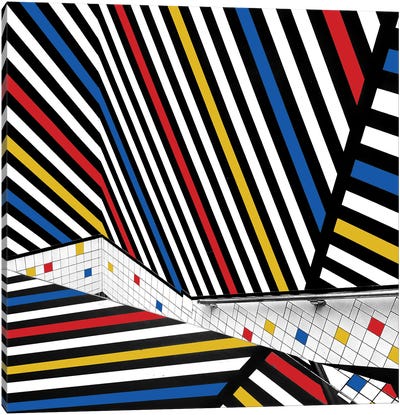 Mondriaan Coloured Hall Canvas Art Print - 1x Collection