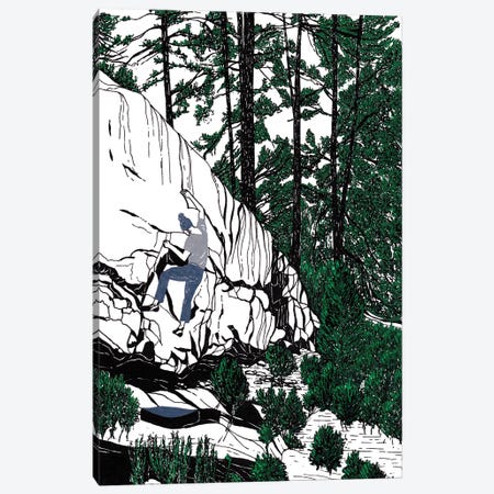 Bouldering In The Woods Canvas Print #HUO11} by Coralie Huon Art Print