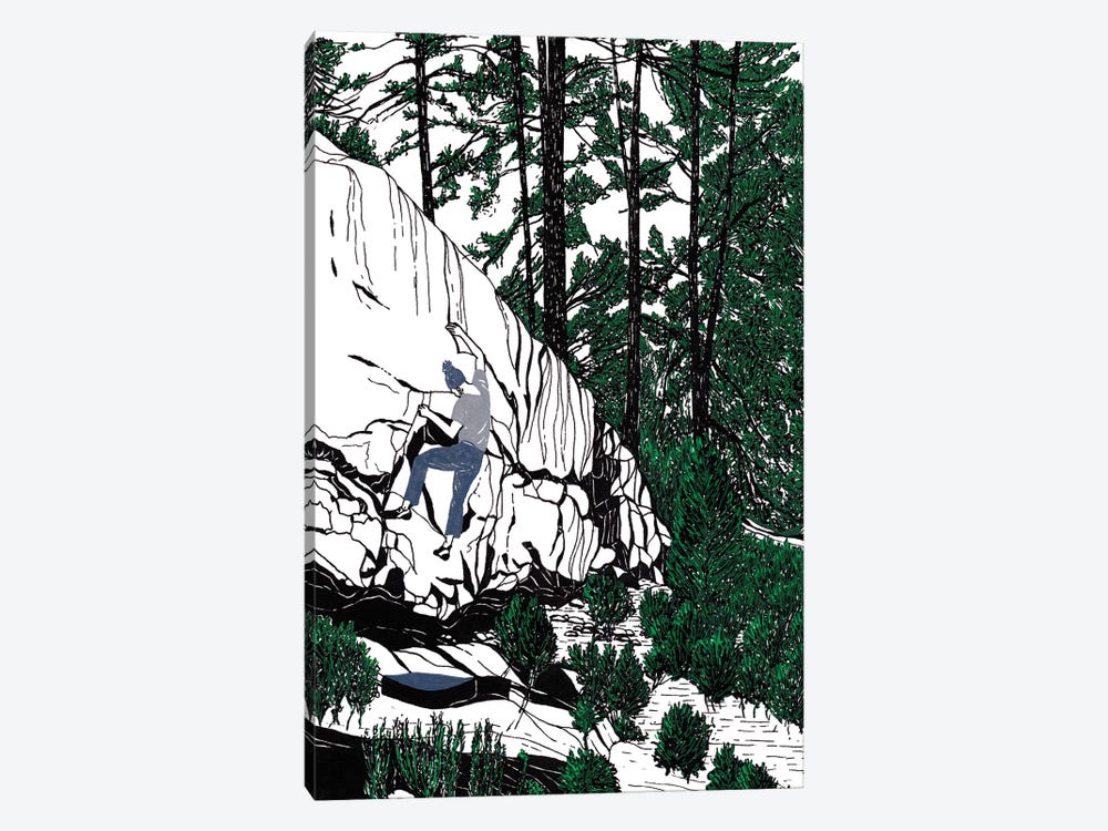 Bouldering In The Woods by Coralie Huon 1-piece Canvas Wall Art