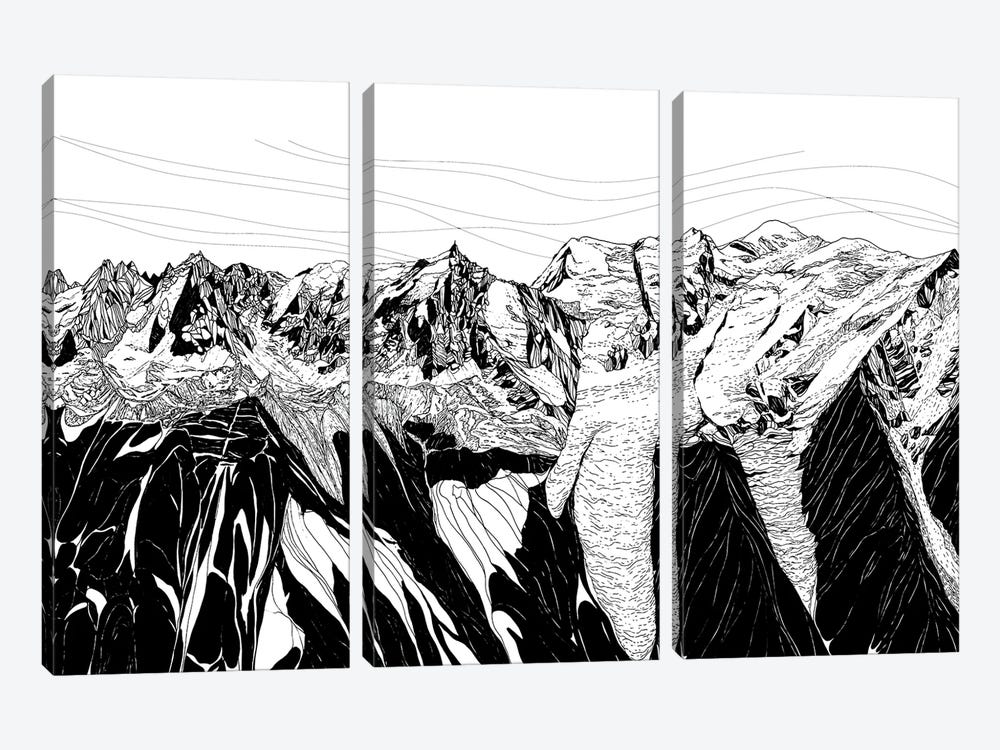 Chamonix Mont Blanc by Coralie Huon 3-piece Canvas Wall Art