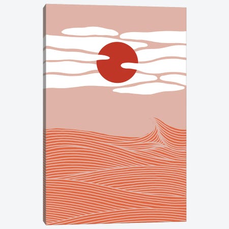Red Waves Canvas Print #HUO47} by Coralie Huon Canvas Art Print