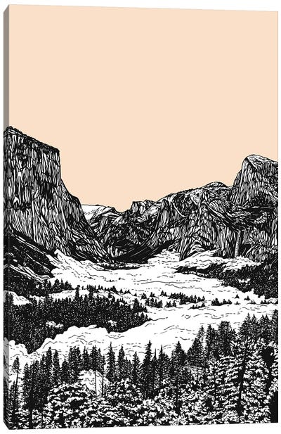 Yosemite Sunrise Canvas Art Print - Black & Beige Art