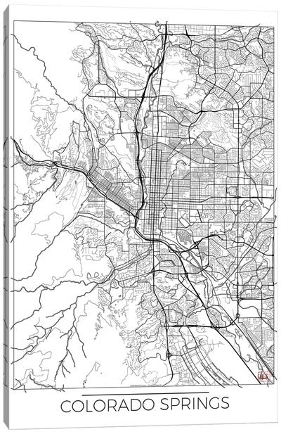 Colorado Springs Minimal Urban Blueprint Map Canvas Art Print - Colorado Art