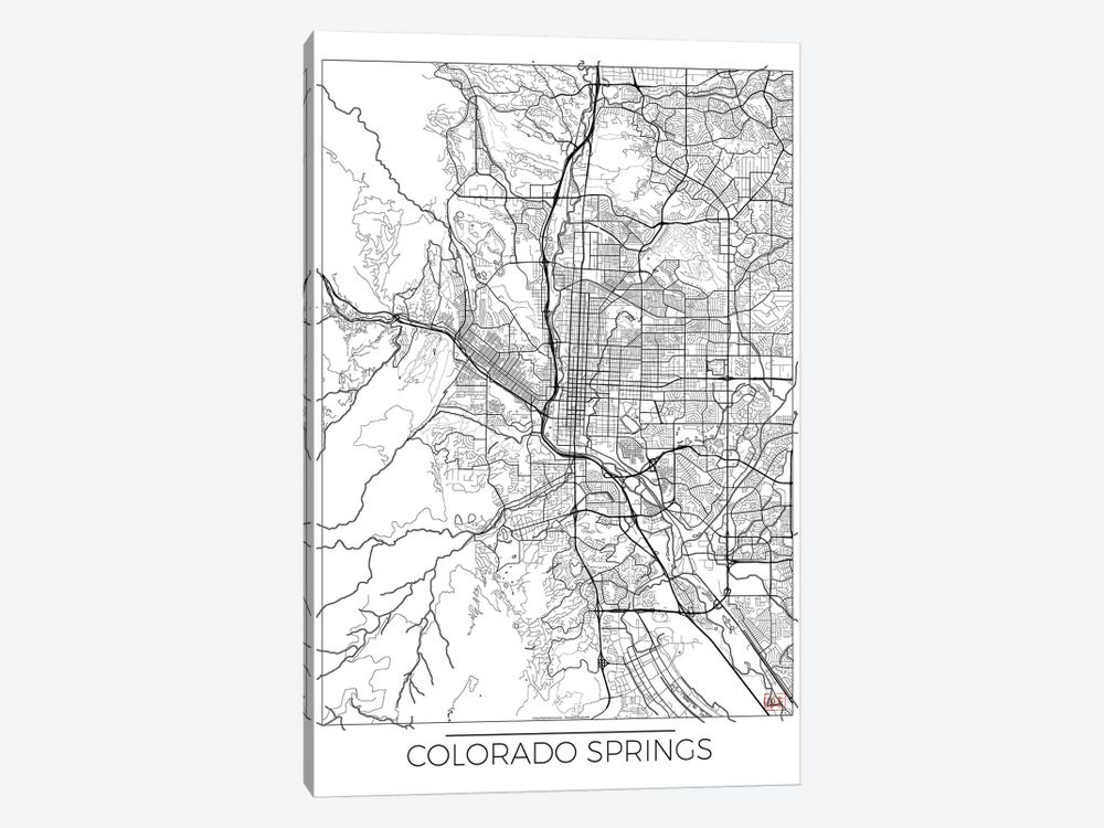 Colorado Springs Minimal Urban Blueprint Map by Hubert Roguski 1-piece Art Print