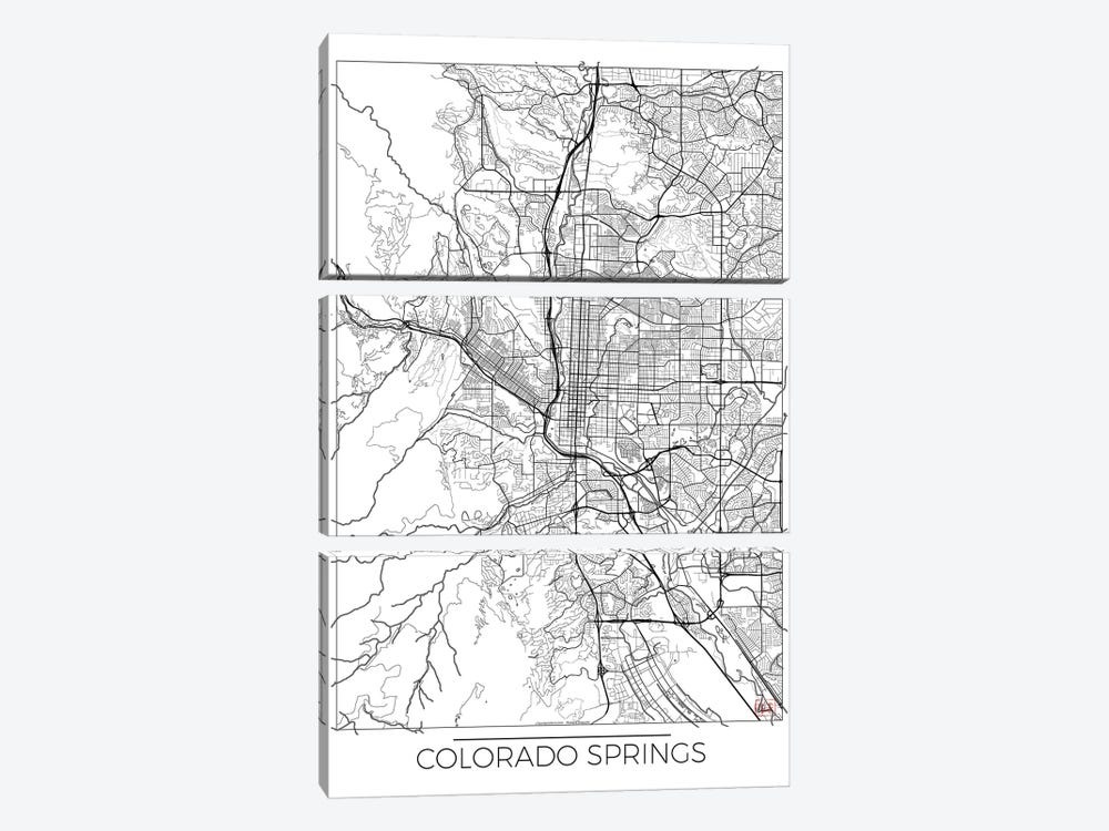 Colorado Springs Minimal Urban Blueprint Map by Hubert Roguski 3-piece Art Print