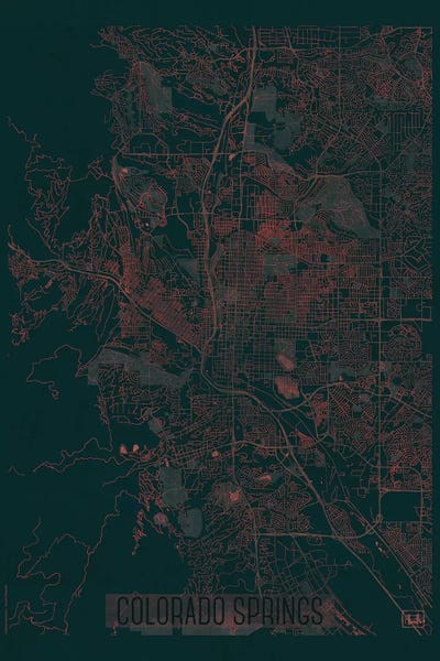 Hubert Roguski: Colorado Springs Infrared Urban Blueprint Map by Hubert Roguski