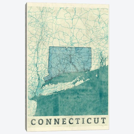 Connecticut Map Canvas Print #HUR104} by Hubert Roguski Canvas Wall Art