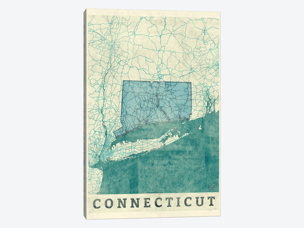 Connecticut Map by Hubert Roguski 1-piece Art Print